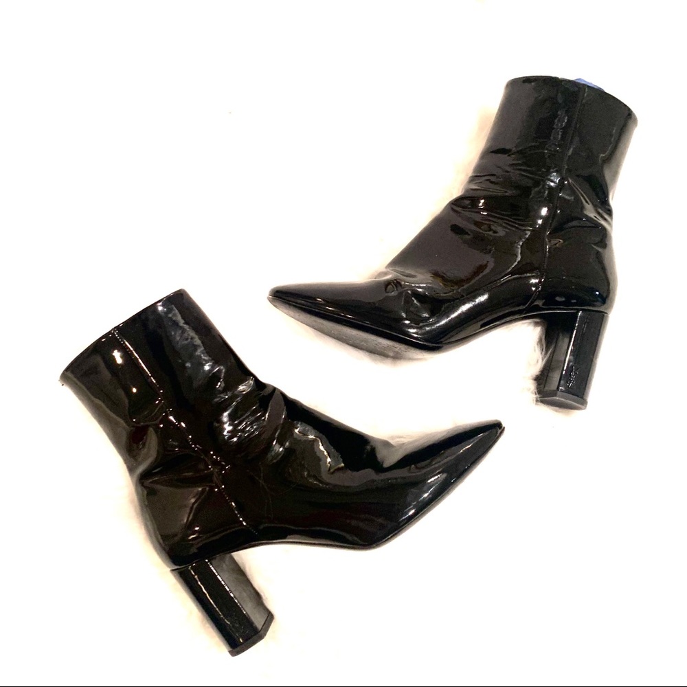 💯YSL Saint Laurent Black Patent Leather Lou Boots - Picture 7 of 8